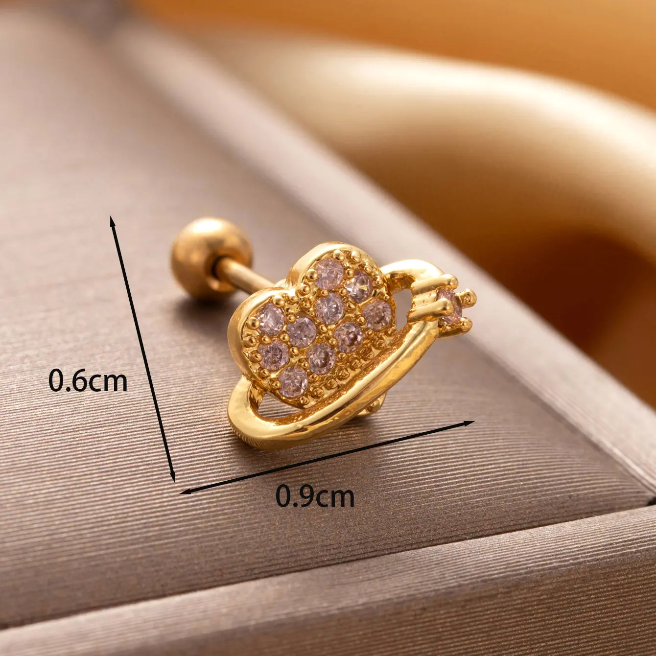 1 Piece Simple Series Classic Heart Copper 18K Gold Plated Zircon Women's Stud Earrings h5 